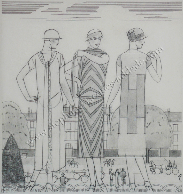  Bernard Boutet de Monvel - Trois robes cubistes de Madeleine Vionnet - Harper's Bazar Septembre 1925