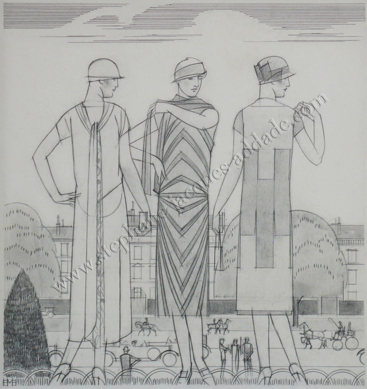  Bernard Boutet de Monvel - Three cubist dresses by Madeleine Vionnet - Harper's Bazaar September 1925