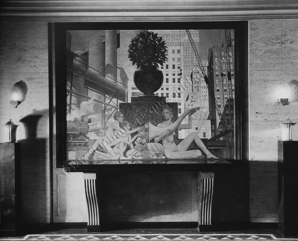  Anonyme - L’Abondance nourrissant les enfants de l’Amérique, panneau pour la banque d’investissement A. G. Becker, LaSalle street à Chicago 1928