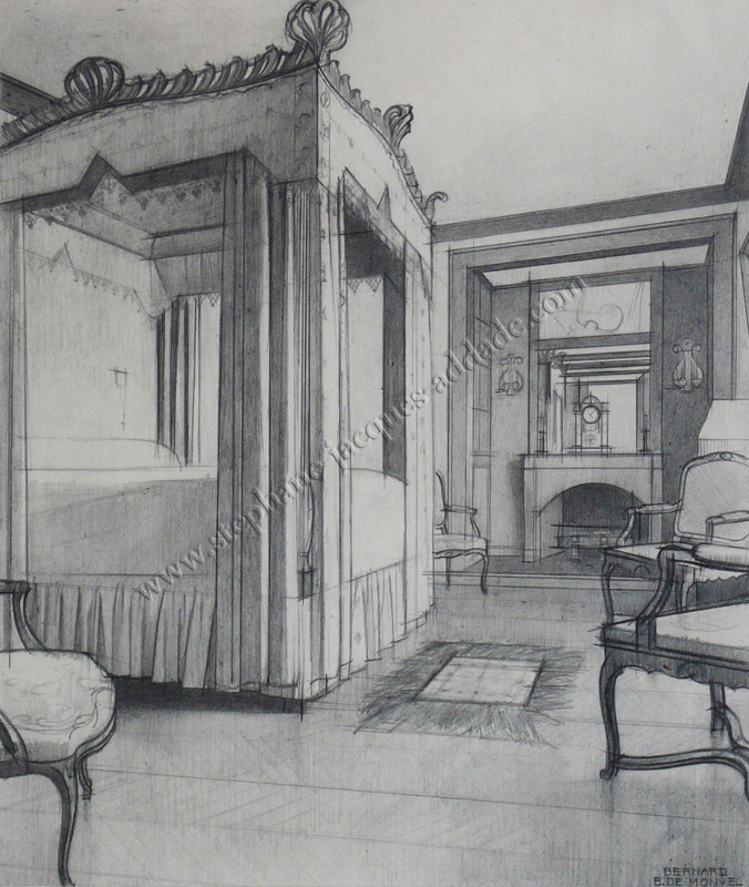  Bernard Boutet de Monvel - Chambre Ã  coucher. Au dessus de la cheminÃ©e, bas-relief de Paul VÃ©ra - Harperâ€™s Bazar Juillet 1927