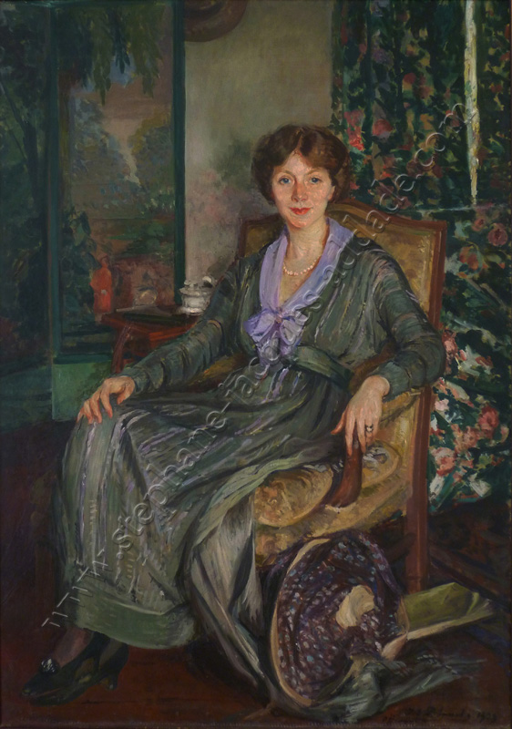 Portrait de Lucie van Diest peint dans le salon jaune à Offranville en 1919