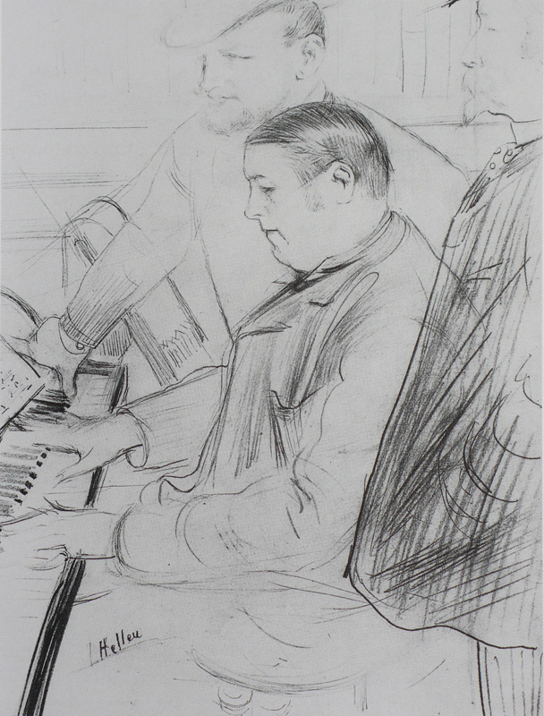  Paul-César Helleu - Jacques-Emile Blanche playing the piano and Giovanni Boldini listening to it circa 1884